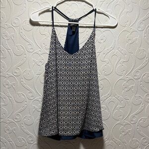 Banana Republic Navy and Tan Patterned Camisole